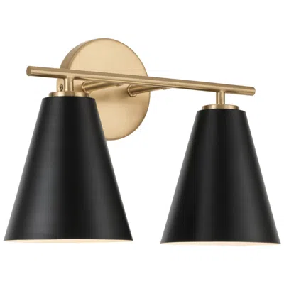 Capital Lighting Austin Allen & Co Charlie 2 Light Vanity 15" Matte Brass And Black