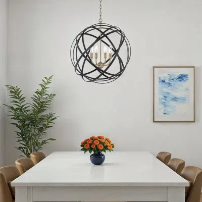 Capital Lighting Axis 4 - Light Candle Style Globe Chandelier In Aged Brass,black