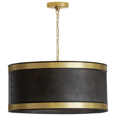 Capital Lighting Barrow 4 Light Pendant 24" Galvanized Black And True Brass