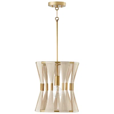 Capital Lighting Bianca 1 Light Pendant 12.25" Bleached Natural And Brass
