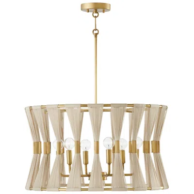 Capital Lighting Bianca 24 1/2" Modern 6-light Rope And Brass Pendant In Brown