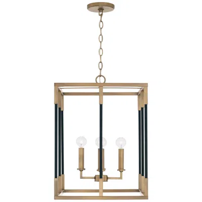 Capital Lighting Bleeker 16" Wide Aged Brass And Black 4-light Foyer Pendant