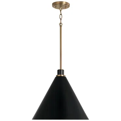 Capital Lighting Bradley 1 Light Pendant 15" Aged Brass And Black
