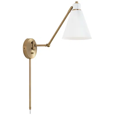 Capital Lighting Bradley 1 Light Sconce 7" Aged Brass And White