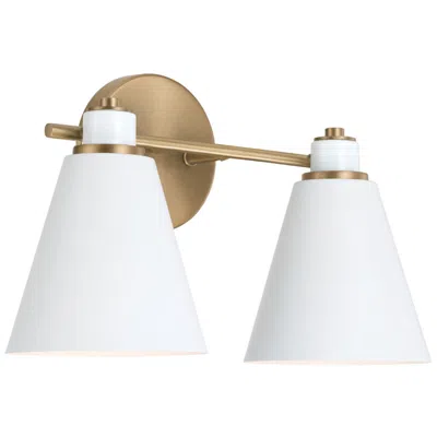 Capital Lighting Bradley 2 Light Vanity 15" Aged Brass And White