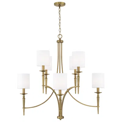 Capital Lighting Capital Abbie 36 1/2" Wide Aged Brass 8-light Chandelier In White