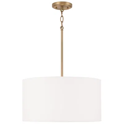Capital Lighting Capital Alan 18"w Aged Brass And White Fabric Pendant Light