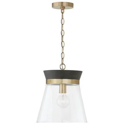 Capital Lighting Capital Finn 12"w Matte Brass And Black Stain Mini Pendant
