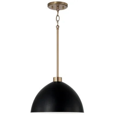 Capital Lighting Capital Homeplace Ross 13" Modern Aged Brass And Black Dome Pendant