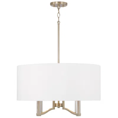 Capital Lighting Capital Ingrid 24" Wide Matte Brass 4-light Drum Pendant In White