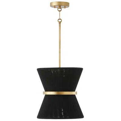 Capital Lighting Cecilia 12" Wide Patinaed Brass And Black Rope Mini Pendant