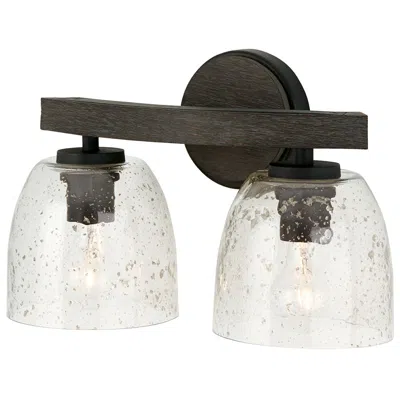 Capital Lighting Clive 2 Light Vanity 15.5" Carbon Grey And Black Iron
