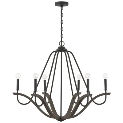 Capital Lighting Clive 6 Light Chandelier 36" Carbon Grey And Black Iron