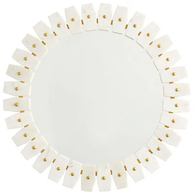 Capital Lighting Dandridge 28 1/2" Wide White Marble And Brass Round Wall Mirror