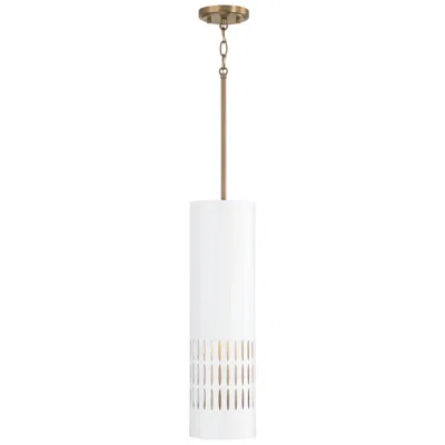 Capital Lighting Dash 1 Light Pendant 6.25" Aged Brass And White