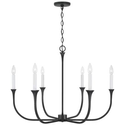 Capital Lighting Decklan 32" Wide Black Iron 6-light Candle Chandelier
