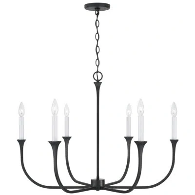 Capital Lighting Decklan 6 - Light Dimmable Classic / Traditional Chandelier In Matte Black;black Iron