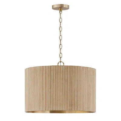 Capital Lighting Donovan 3 - Light Gold Drum Pendant In White