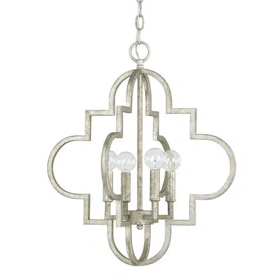 Capital Lighting Ellis 4 - Light Candle Style Geometric Chandelier In Antique Silver
