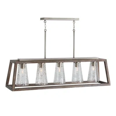 Capital Lighting Emete 5 - Light Kitchen Island Linear Pendant In Black Wash,matte Nickel