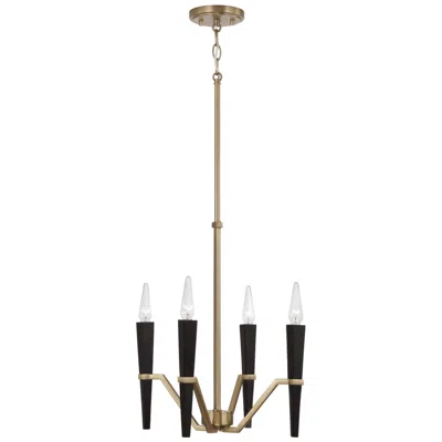 Capital Lighting Enzo 4 Light Chandelier 15.5" Aged Brass And Black