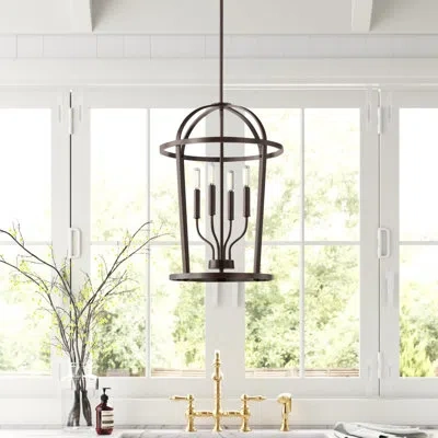Capital Lighting Greyson 4 - Light Lantern Geometric Pendant In Bronze