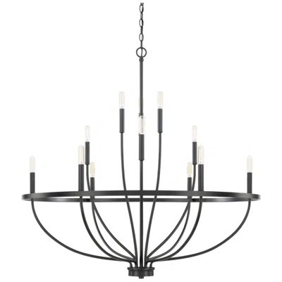 Capital Lighting Greyson 40" Wide 12-light Matte Black Ring Chandelier