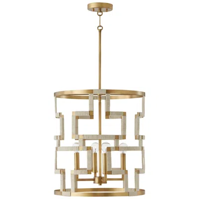 Capital Lighting Hala 18 1/4"w Patinaed Brass Natural Jute 4-light Pendant In Brown