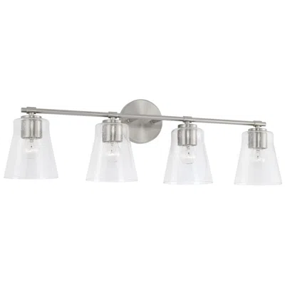 Capital Lighting Homeplace Lighting Baker 4 Light Vanity 31.75" Brushed Nickel In White
