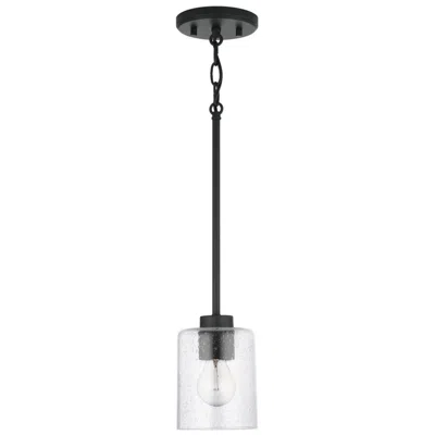 Capital Lighting Homeplace Lighting Greyson 1 Light Pendant 4.75" Matte Black