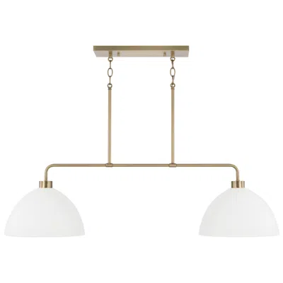 Capital Lighting Homeplace Lighting Ross 2 Lig Linear Chandelier 44" Aged Brass And White