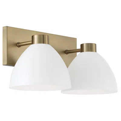 Capital Lighting Homeplace Lighting Ross 2 Light Vanity 16.5" Aged Brass And White
