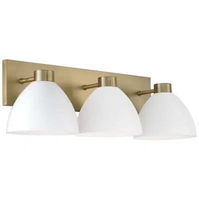 Capital Lighting Homeplace Lighting Ross 3 Light Vanity 25.25" Aged Brass And White