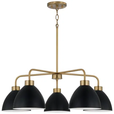 Capital Lighting Homeplace Lighting Ross 5 Light Chandelier 30" Aged Brass And Black