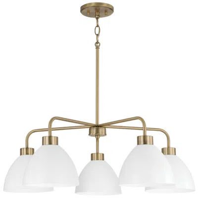 Capital Lighting Homeplace Lighting Ross 5 Light Chandelier 30" Aged Brass And White