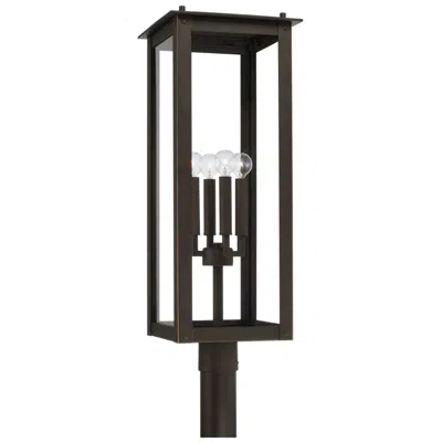 Capital Lighting Hunt 4 Light Outdoor Post Lantern 11" Oiled Bronze