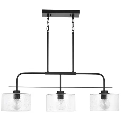 Capital Lighting Jake 3 Light Cylinder Seeded Glass Island Matte Black