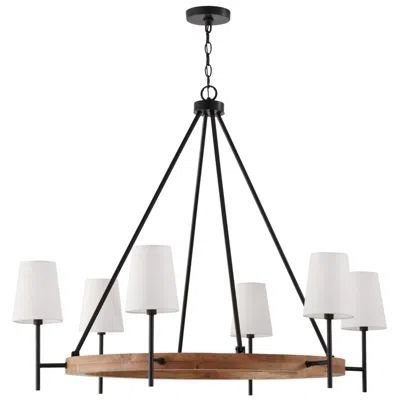 Capital Lighting Jonah 42" Wide Matte Black And Light Wood 6-light Chandelier