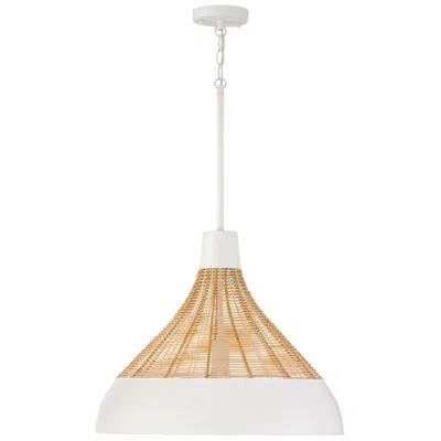 Capital Lighting Kali 22" Wide Modern Matte White And Rattan Pendant