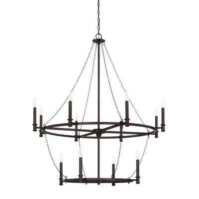 Capital Lighting Lancaster 12 - Light Dimmable Tiered Chandelier In Matte Black