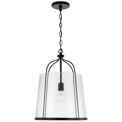 Capital Lighting Madison 14" Wide Matte Black Seeded Glass Pendant