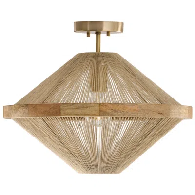 Capital Lighting Maya 19 3/4" Brass And Natural Jute Ceiling Light