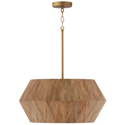 Capital Lighting Nadeau 22" Patinaed Brass 4-light Wood Shade Pendant