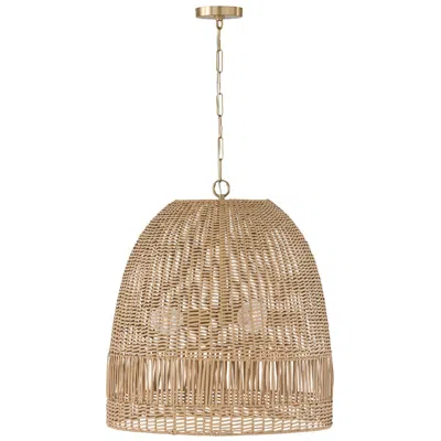 Capital Lighting Naomi 24" Wide 3-light Matte Brass And Rattan Pendant