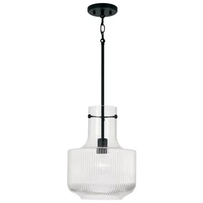 Capital Lighting Nyla 11" Modern Matte Black Tulip Glass Mini Pendant