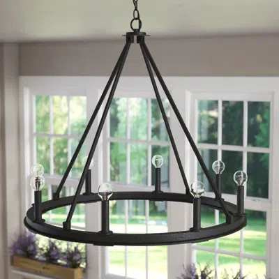 Capital Lighting Pearson Candle Style Wagon Wheel Chandelier In Matte Black