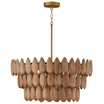 Capital Lighting Ravi 25" Modern Patina Brass And Wood Pendant Light