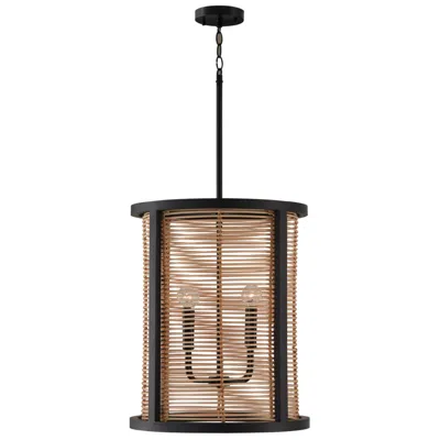Capital Lighting Rico 18" Wide 4-light Mango Wood Foyer Drum Pendant
