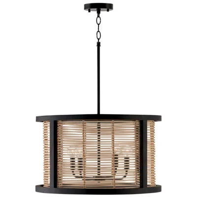 Capital Lighting Rico 22" Wide 4-light Mango Wood Drum Pendant