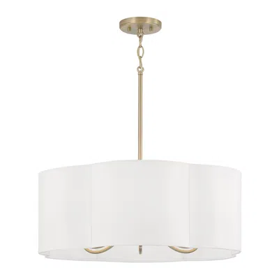 Capital Lighting Sabine 24" Matte Brass Fabric Shade Pendant Light